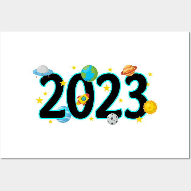 Hello 2023 - Space Theme Wall Art by ShopBuzz